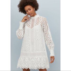 H&M Eyelet Embroidery Dress White XS